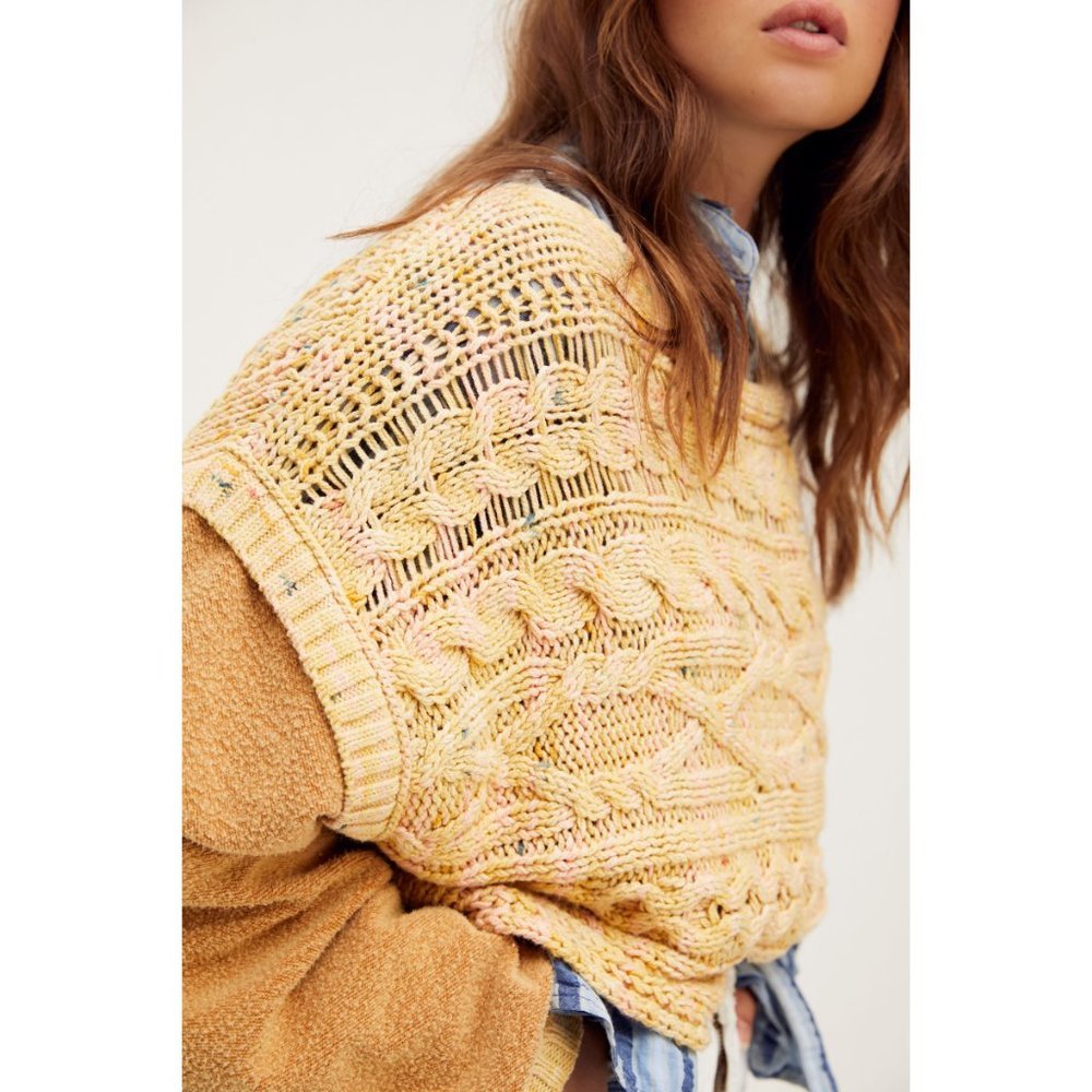 NWT Free People Honey Cable Pullover / Honeycomb Combo - Picture 3 of 5